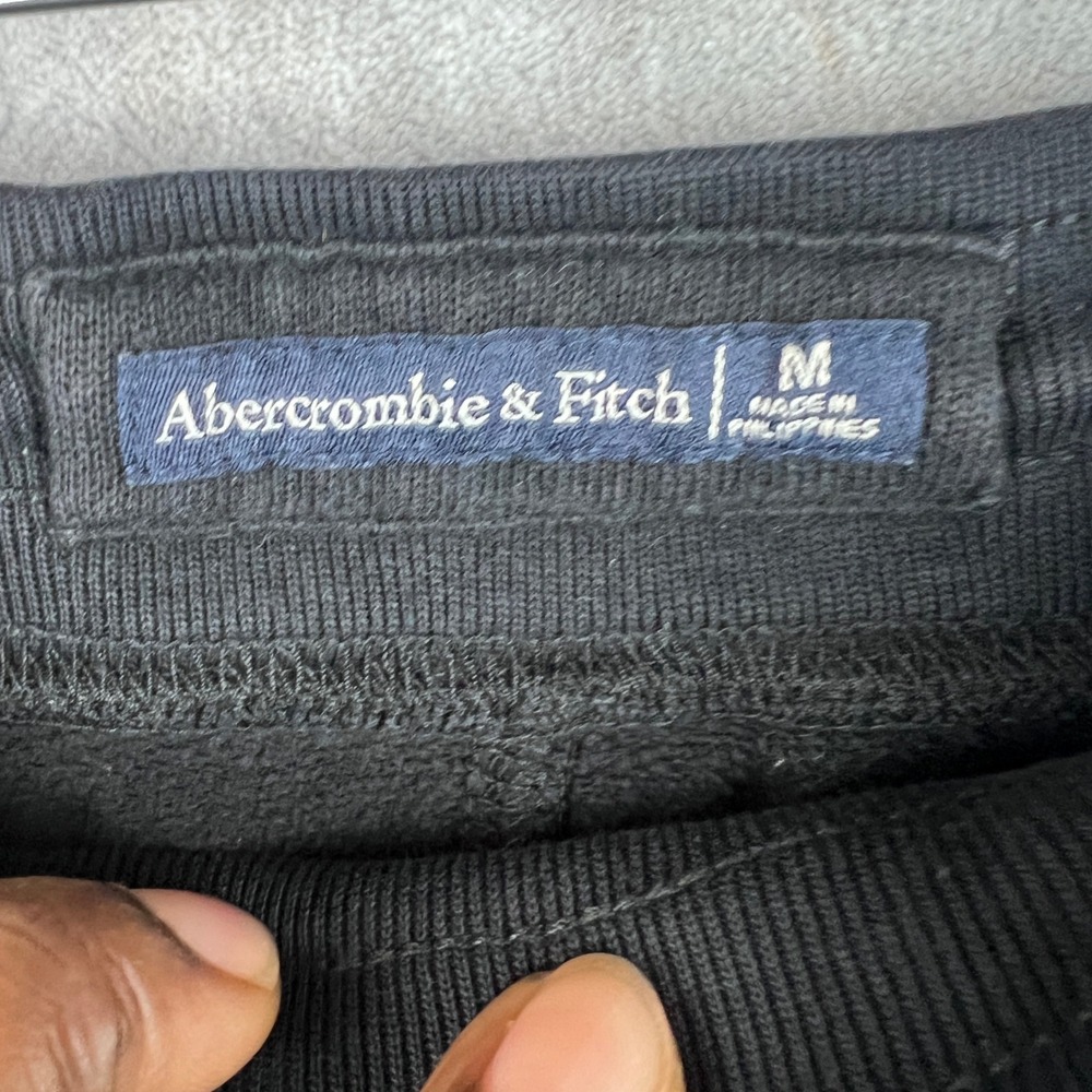 Abercrombie & Fitch Mens Medium Black Fleece Jogger Sweatpants Embroidered Logo - Picture 8 of 10